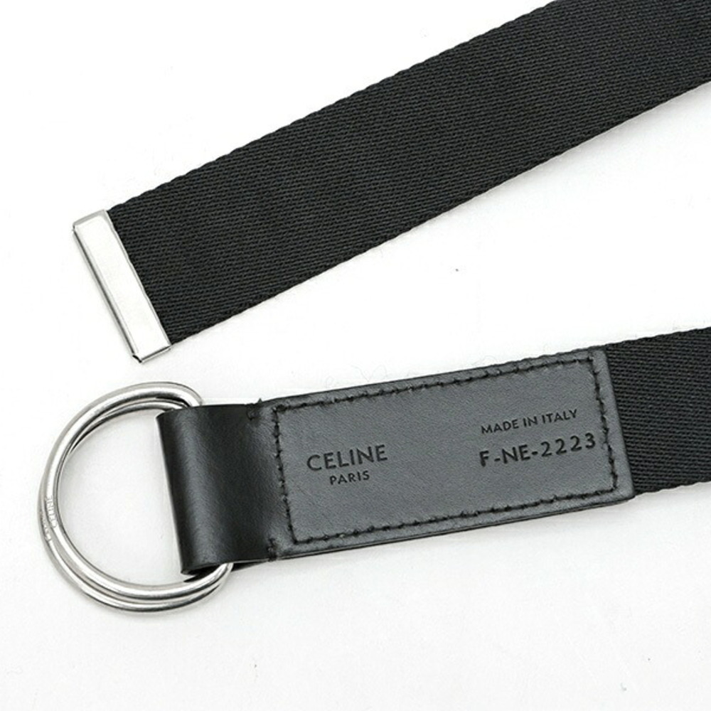 Celine Medium Double Ring Belt 45AVS2AEO.38SI Jacquard Textile Calfskin Black - Picture 5 of 5